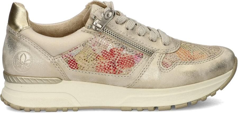 Rieker Gouden Print Sneaker met Rits en Veters Multicolor Dames - Foto 4