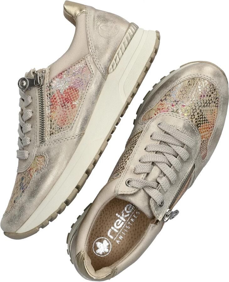 Rieker Gouden Print Sneaker met Rits en Veters Multicolor Dames - Foto 5
