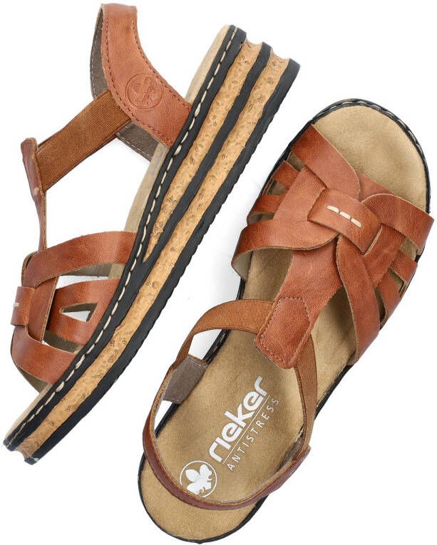 Rieker Bruine Synthetische Platte Sandaal met Unieke Zool Brown Dames - Foto 6