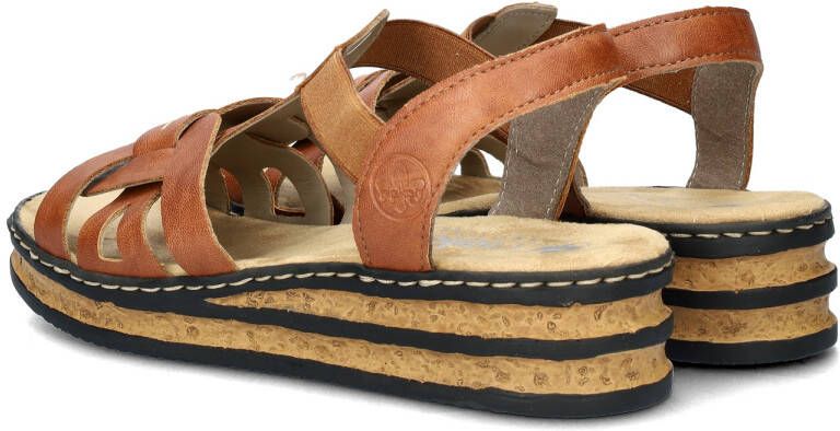 Rieker Bruine Synthetische Platte Sandaal met Unieke Zool Brown Dames - Foto 8