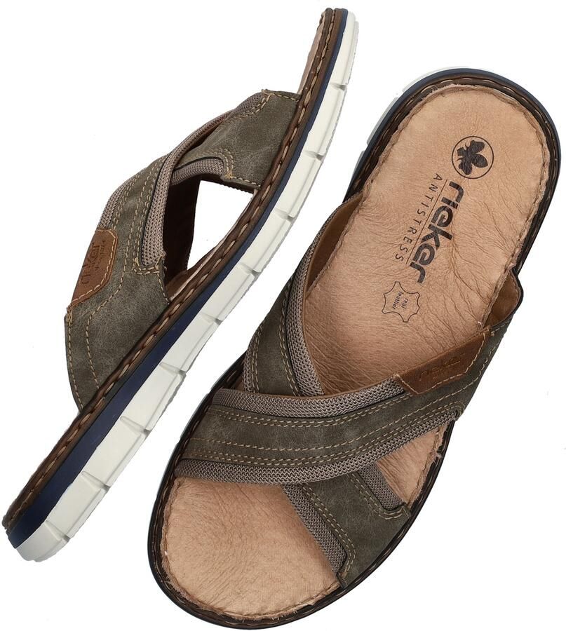 Rieker Slippers wig-hak zomerschoen slippers met grote siergesp - Foto 18