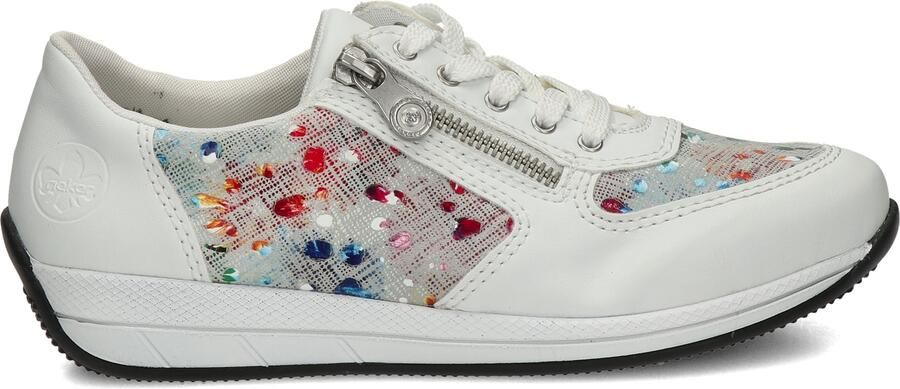 Rieker Comfortabele witte sneaker met leuk print Multicolor Dames