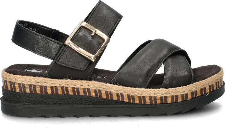 Rieker Comfortabele Leren Sandalen met Verhoogde Zool Black Dames - Foto 6