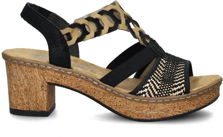 Rieker Zwarte sandalette met geweven bandjes en glitterzool Black Dames - Foto 5