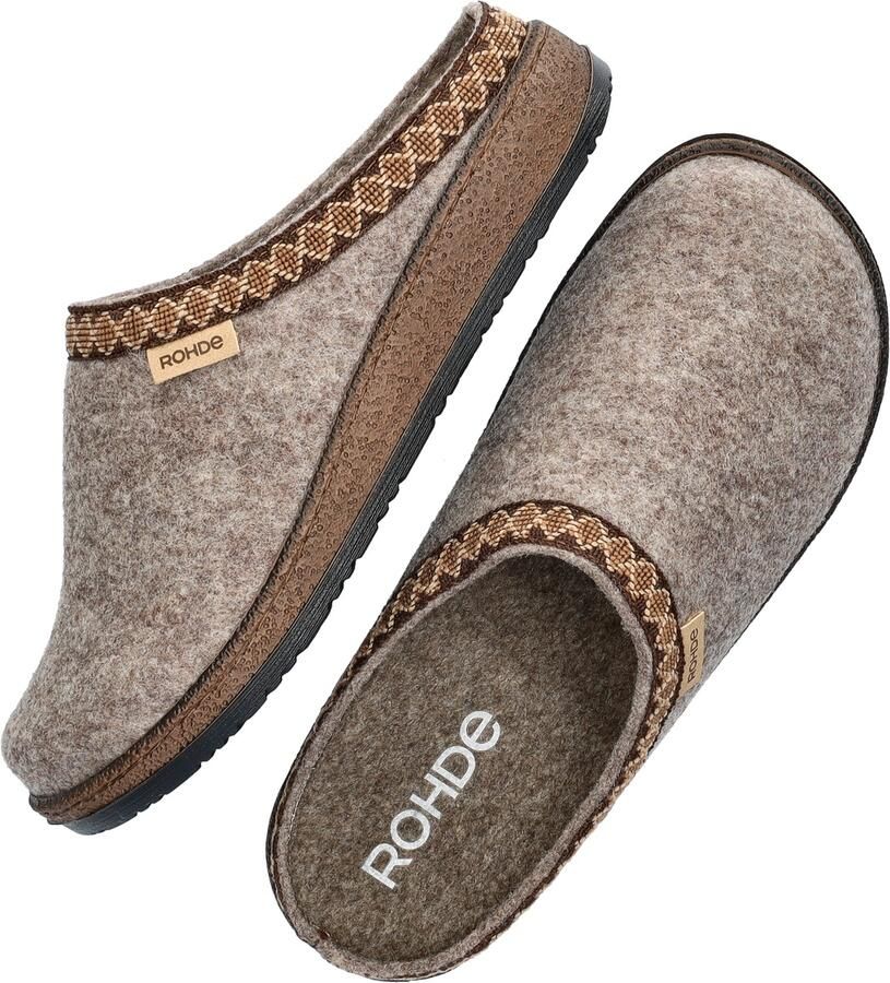 Rohde 6425 17 Pantoffels Open Sloffen Beige Vilt Dames Beige - Foto 2