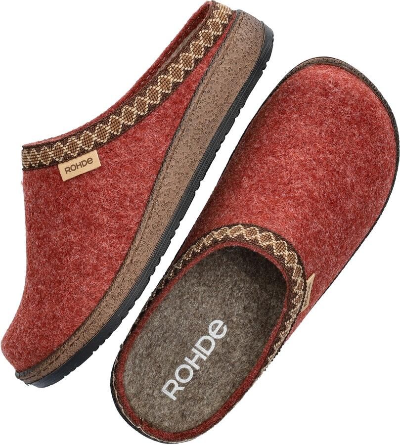 Rohde 6425 48 Pantoffel Open Sloffen Rood Bruin textiel Dames Rood Bruin - Foto 4