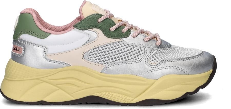 Scotch & Soda Scotch&Soda dames sneaker Celest 25 leder en mesh zilver groen roze - Foto 5