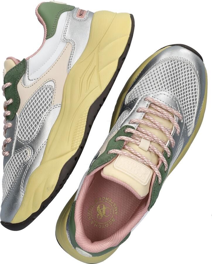 Scotch & Soda Scotch&Soda dames sneaker Celest 25 leder en mesh zilver groen roze - Foto 6