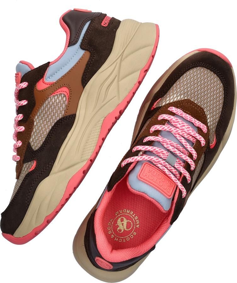 Scotch & Soda Scotch&Soda dames sneaker Celest 25 suède en mesh bruin beige roze - Foto 10