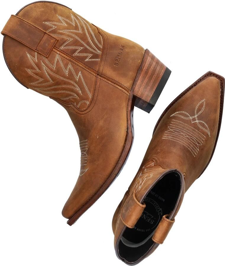 Sendra Gene Berdy suède cowboylaarzen met blokhak cognac - Foto 7