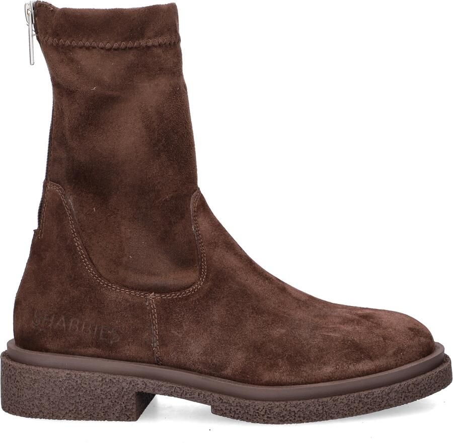 Shabbies Amsterdam JANE STRETCH Ankle Boot Suede stretch Dark Brown