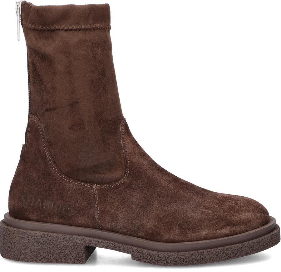 Shabbies Amsterdam JANE STRETCH Ankle Boot Suede stretch Dark Brown