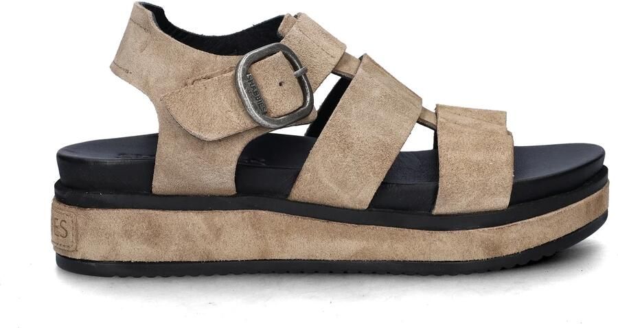 Shabbies Amsterdam Shabbies Dames Sandalen met hak Maro Bold Beige Suède Plateauzool - Foto 6