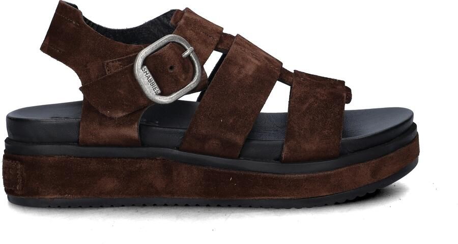 Shabbies Amsterdam Shabbies Dames Sandalen met hak Maro Bold Bruin Suède Plateauzool - Foto 6