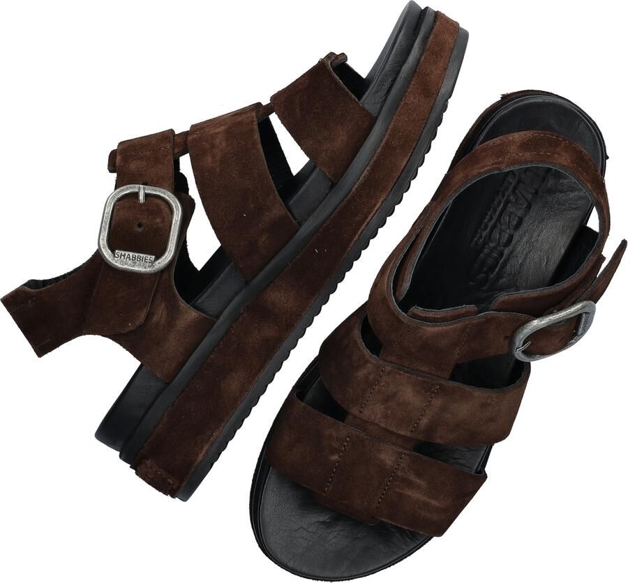 Shabbies Amsterdam Shabbies Dames Sandalen met hak Maro Bold Bruin Suède Plateauzool - Foto 7