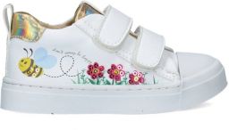 Shoesme Witte Sneaker Met Bloemen Sneakers Kinderen Meisjes White Gold Microleer