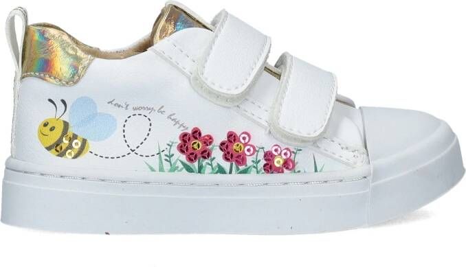 Shoesme Witte Sneaker Met Bloemen Sneakers Kinderen Meisjes White Gold Microleer - Foto 3