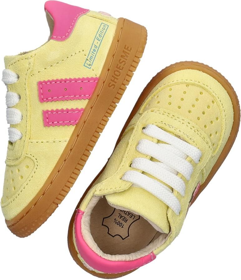 Shoesme Geel Sneakertje Sneakers Kinderen Meisjes Yellow Pink Suède - Foto 12