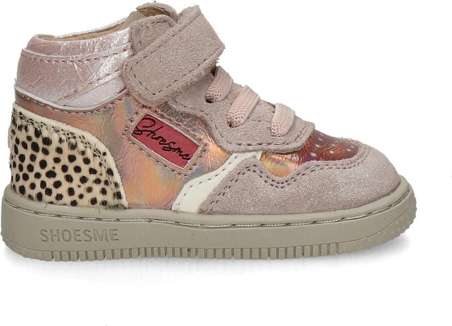 Shoesme Roze Sneakertje Met Panterprint Sneakers Kinderen Meisjes Rose Gold Ponyhair - Foto 3