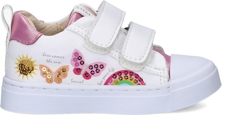 Shoesme Witte Sneaker Met Vlinders Sneakers Kinderen Meisjes White Pink Microfiber leer - Foto 6
