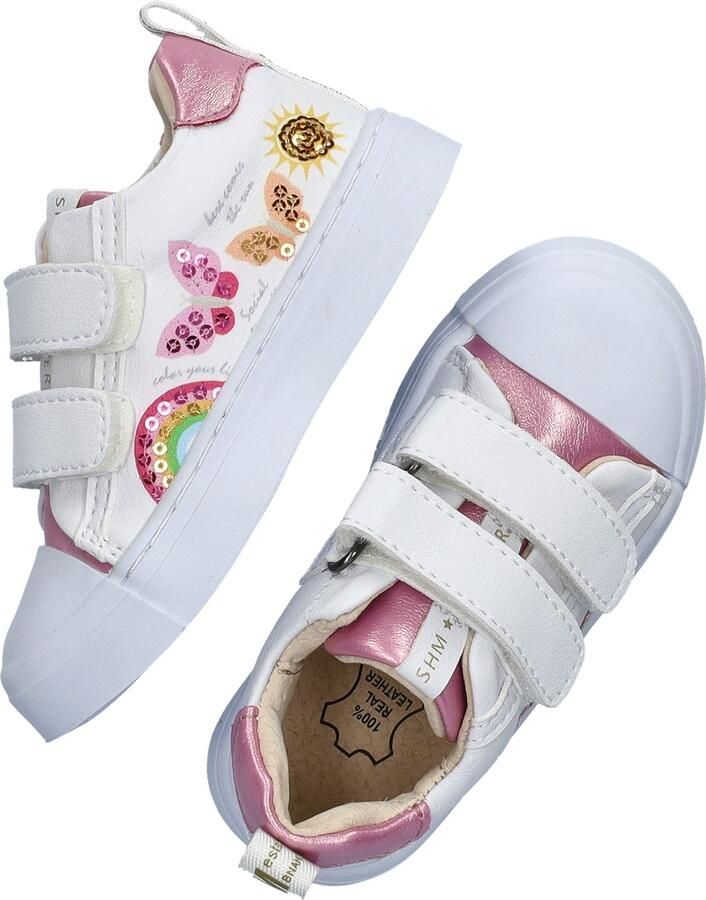 Shoesme Witte Sneaker Met Vlinders Sneakers Kinderen Meisjes White Pink Microfiber leer - Foto 7