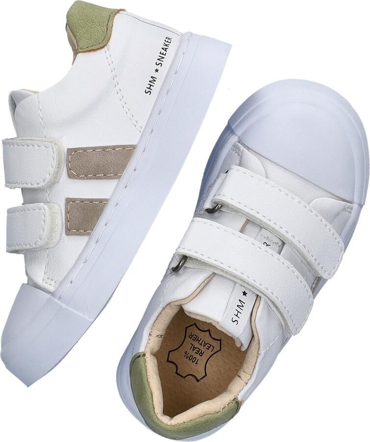Shoesme Witte Sneaker Met Taupe Stripings Sneakers Kinderen White Taupe Microfiber leer - Foto 4