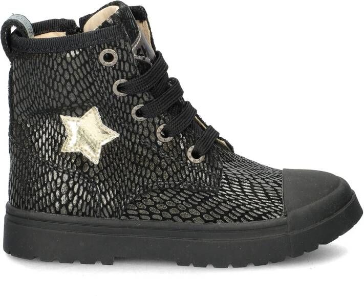 Shoesme leren veterboots zwart zilver Meisjes Leer All over print 25