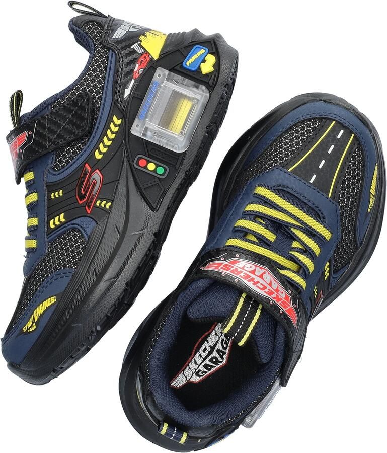 Skechers GARAGE Jongens Veterschoenen Zwart Donkerblauw Geel Rood - Foto 3