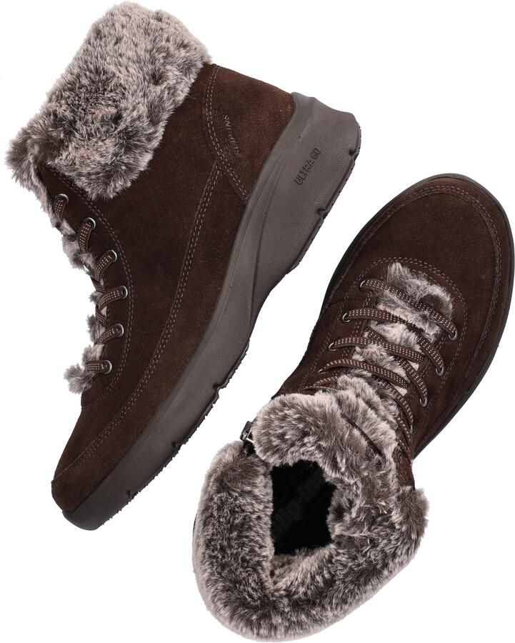 Skechers Glacial Ultimate suède veterboots met plateauzool bruin - Foto 4
