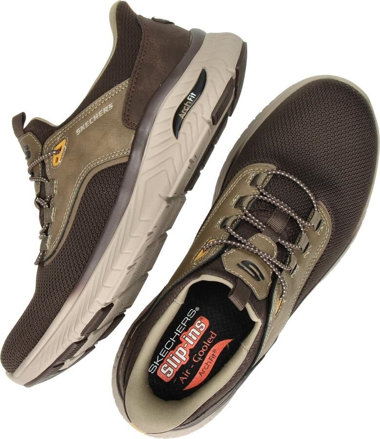 Skechers Hands-Free Slip-In Arch Fit Crosser heren sneaker Bruin - Foto 3
