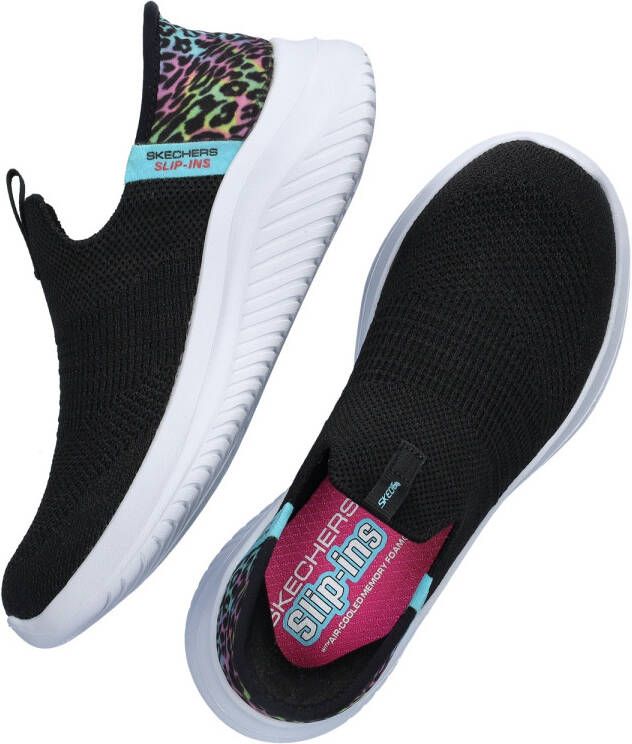 Skechers Ultra Flex 3.0 slip-on sneakers zwart Meisjes Textiel Meerkleurig 33 - Foto 6