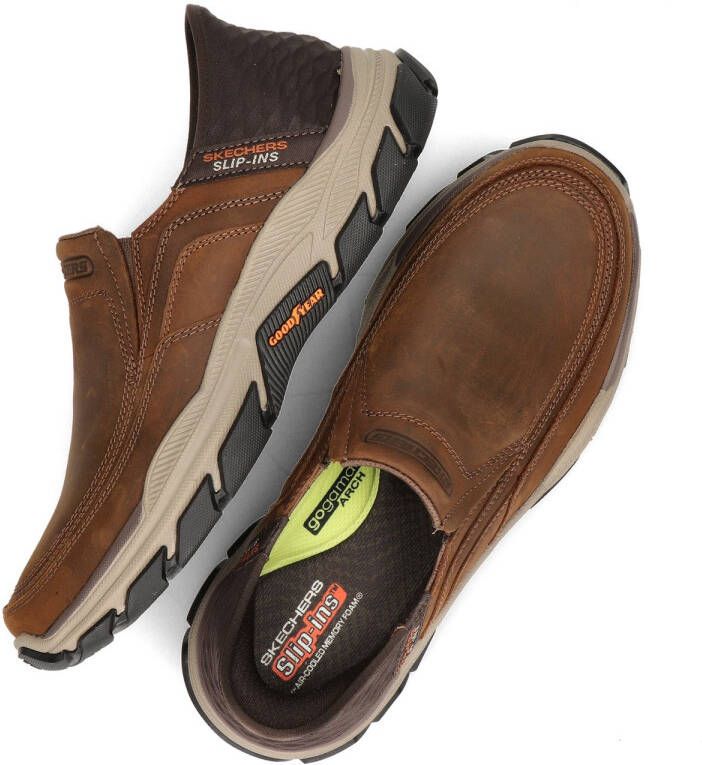 Skechers Bruin Leren Textiel Instapper met Comfortabel Voetbed Brown Heren - Foto 11