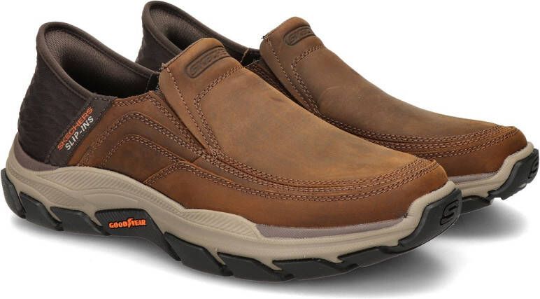 Skechers Bruin Leren Textiel Instapper met Comfortabel Voetbed Brown Heren - Foto 10