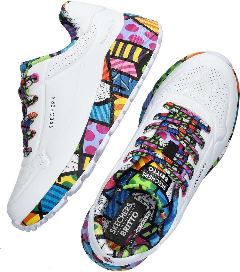 Skechers Street x Britto: UNO Lite Britto Landscape meisjes sneakers Wit multi - Foto 3