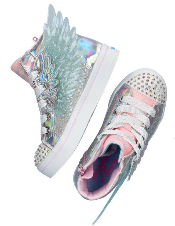 Skechers Twinkle Toes hoge sneakers met lichtjes zilver Meisjes Imitatieleer 28 - Foto 12