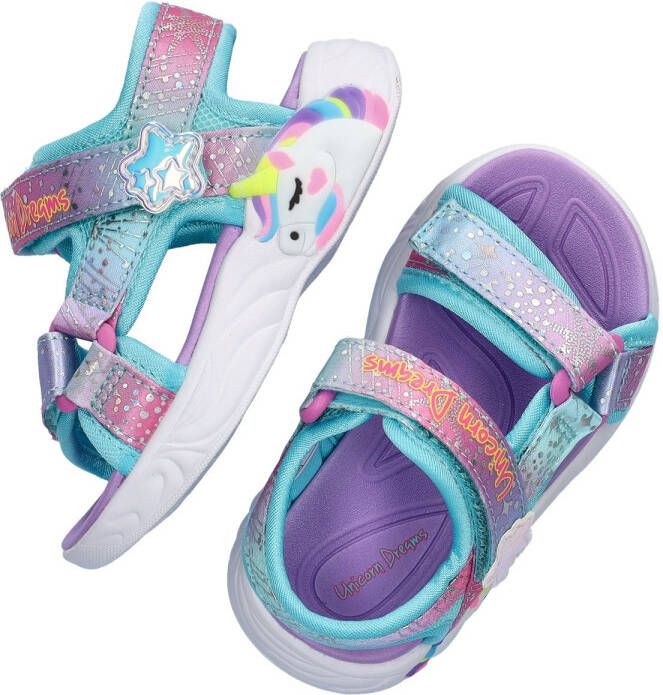 Skechers Unicorn Dreams sandalen blauw roze Meisjes Textiel Dierenprint 30 - Foto 5
