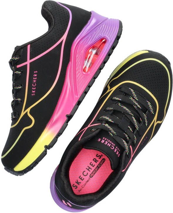 Skechers Uno Gen 1 sneakers zwart multi Meisjes Imitatieleer Meerkleurig 34 - Foto 4