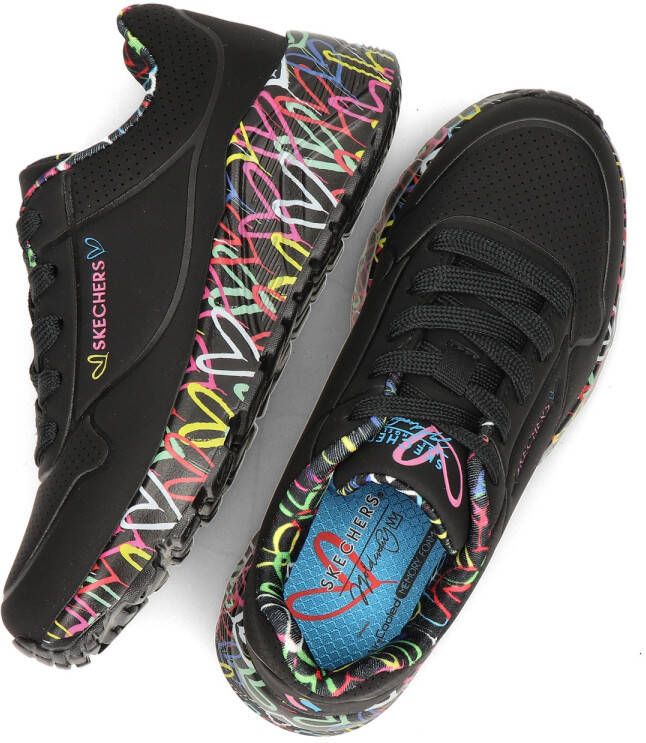 Skechers Uno Light sneakers zwart Meisjes Imitatieleer Hartjes 37 - Foto 6