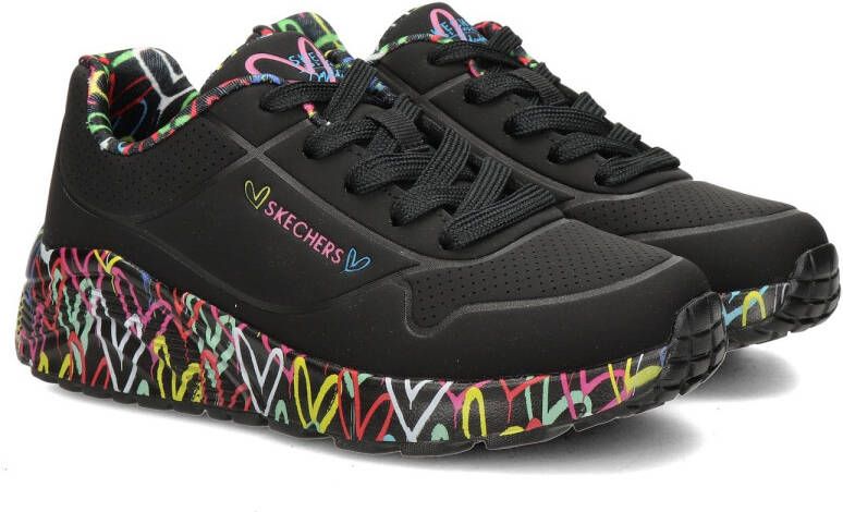 Skechers Uno Light sneakers zwart Meisjes Imitatieleer Hartjes 37 - Foto 8