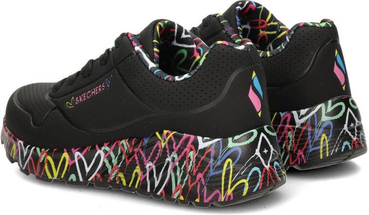 Skechers Uno Light sneakers zwart Meisjes Imitatieleer Hartjes 37 - Foto 9