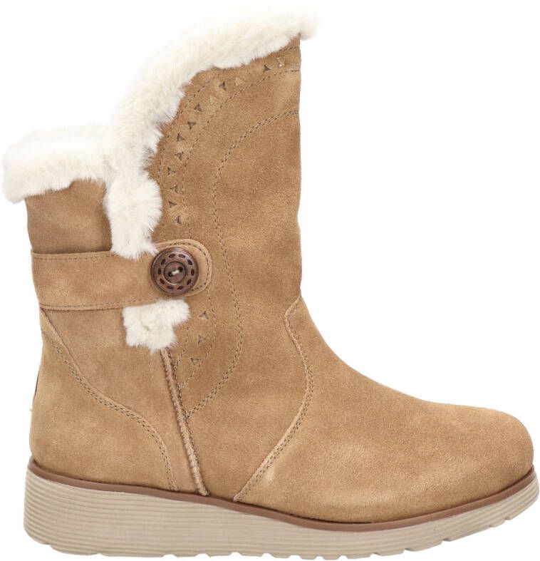 Skechers Wedge-Cozy Peak suède enkelboots lichtbruin - Foto 3