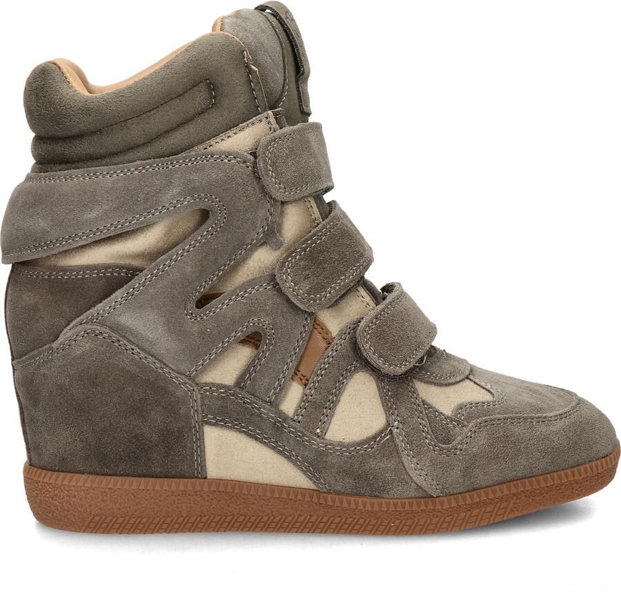 Steve Madden suède sneakers met sleehak taupe - Foto 6