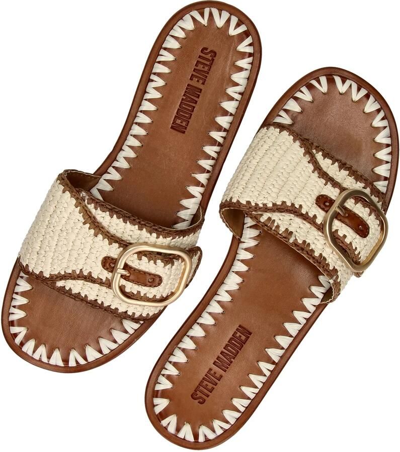Steve Madden Seabreeze slippers met siergesp ecru bruin - Foto 5