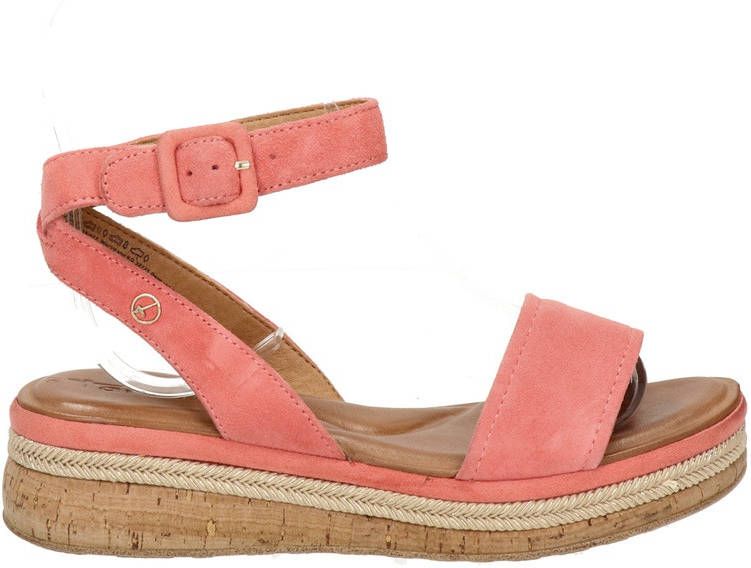 Tamaris suède plateau sandalen roze - Schoenen.nl