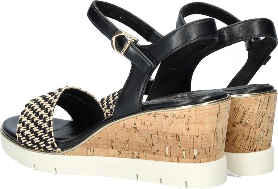 Tamaris Vegan Sleehak Sandalette met Geweven Bandje Black Dames - Foto 8