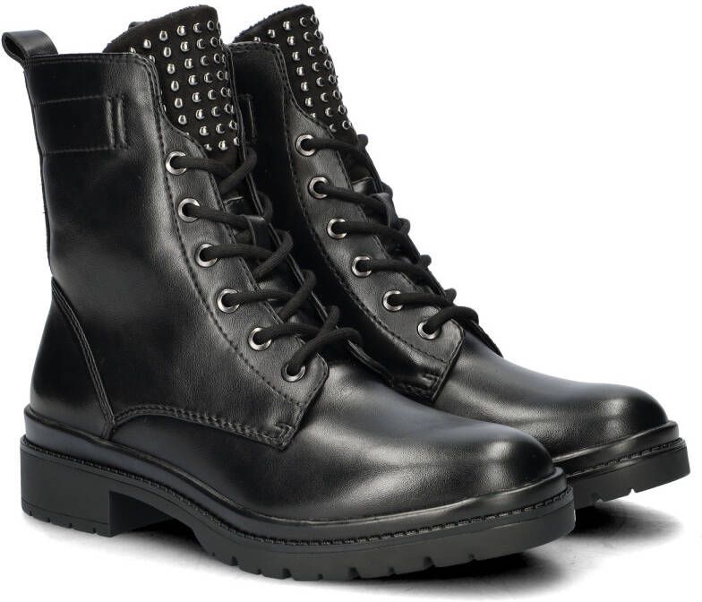 Tamaris Veterlaarsjes blokhak veterschoenen bikerboots bezet met studs - Foto 5