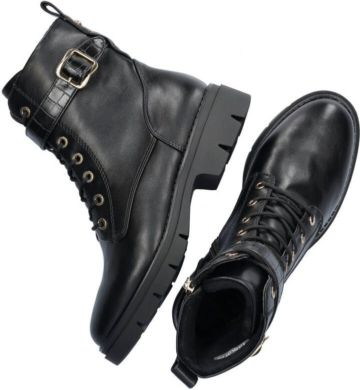 Tamaris Hoge veterschoenen met decoratief bandje in reptielenpatroon en gesp - Foto 6