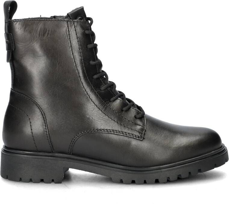 Tamaris leren veterboots zwart