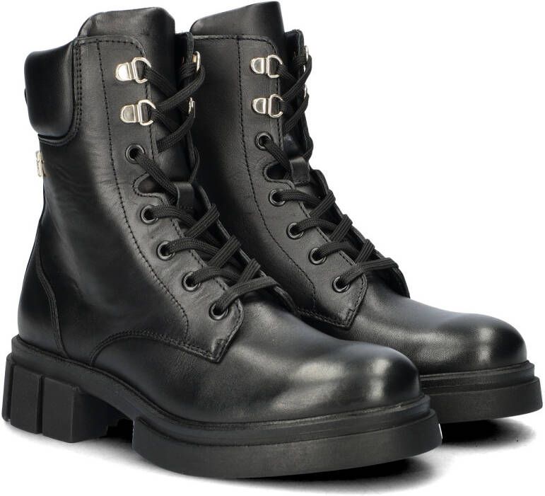 Tommy Hilfiger Bikerboots LACE-UP BIKER LEATHER blokhak veterschoenen enkellaars met gepolsterde schacht - Foto 2