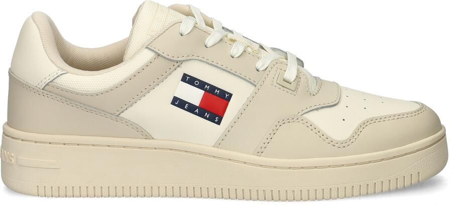 Tommy Jeans TJM Retro Basketess leren sneakers ecru